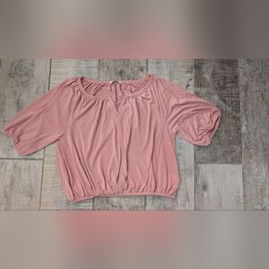 Lucky Brand Soft Pink Puff Sleeve Blouse